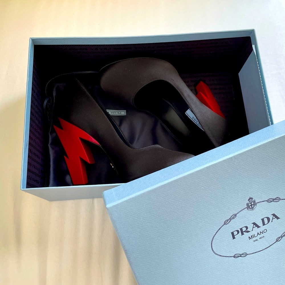 Prada Satin Thunder Pumps